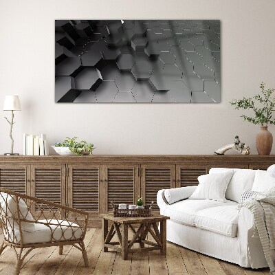 Modern hexagons Glass Print