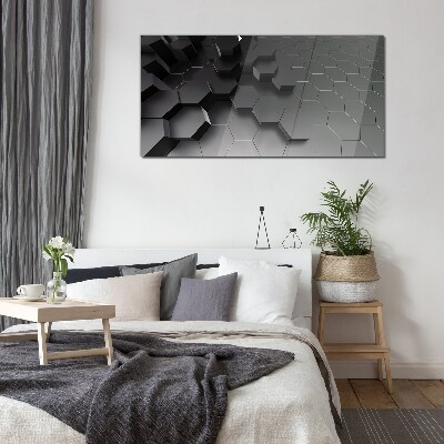 Geometric structures in shades of gray Wall art on glass