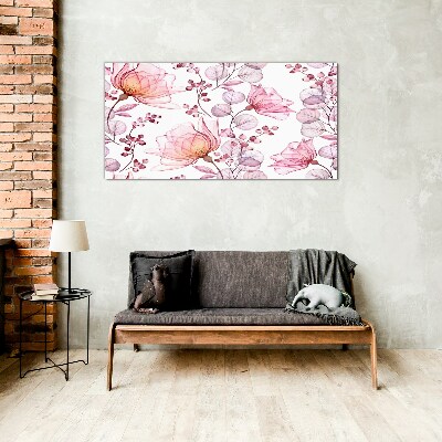 Floral dance in pastel shades Glass art print