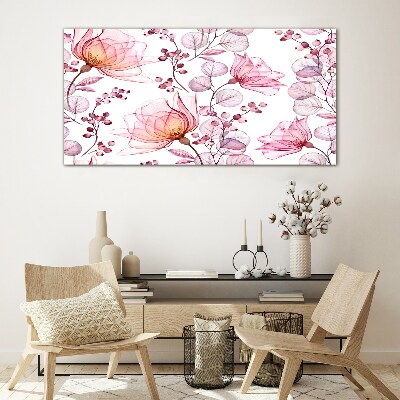 Floral dance in pastel shades Glass art print