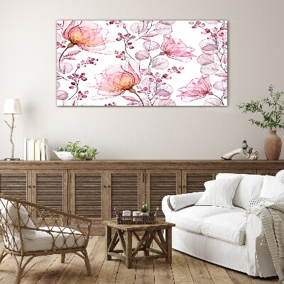 Floral dance in pastel shades Glass art print