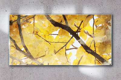 Tree branches leaves Glass Wall Art