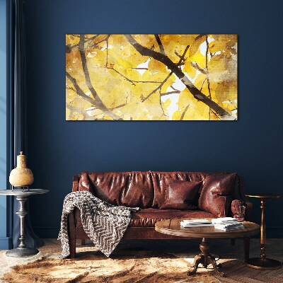 Tree branches leaves Glass Wall Art