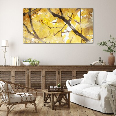 Tree branches leaves Glass Wall Art