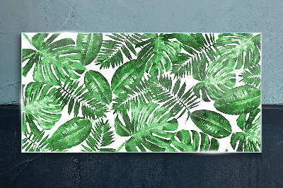 Modern leaves Glass Print