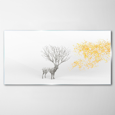 Tree and deer in the wind Wall art on glass