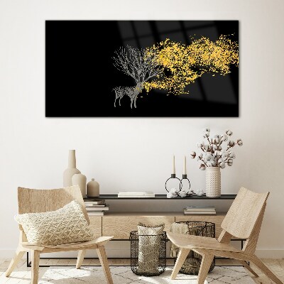 Abstract leaves deer Glass Print