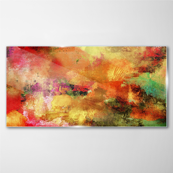 Colorful abstract chaos Wall art on glass