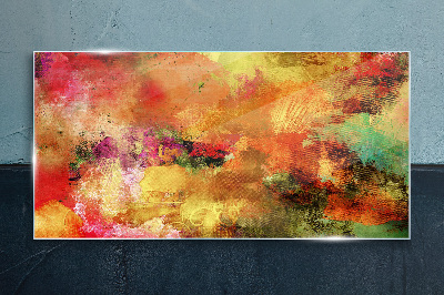 Colorful abstract chaos Wall art on glass