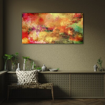 Colorful abstract chaos Wall art on glass