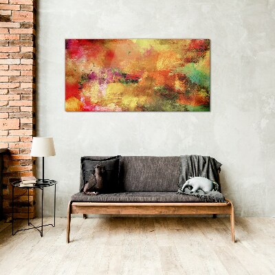 Colorful abstract chaos Wall art on glass