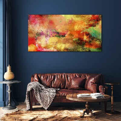 Colorful abstract chaos Wall art on glass