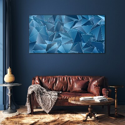 Geometry of blue solids Wall art on glass