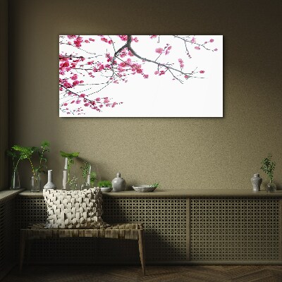 Tree branches flowers Glass Wall Art