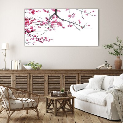 Tree branches flowers Glass Wall Art