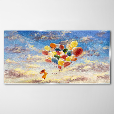 Modern sky balloons Glass Print