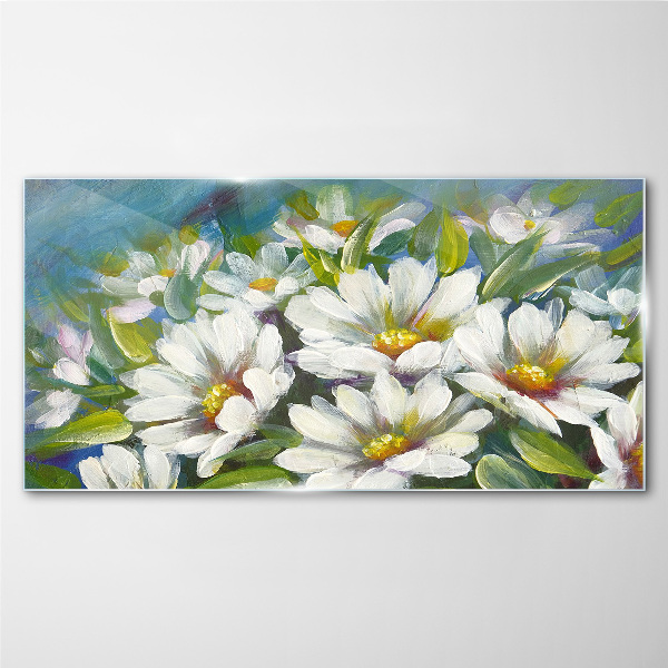 Floral charm in blue Glass art print