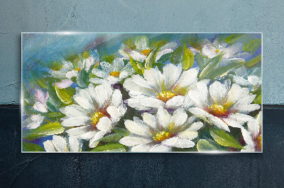 Floral charm in blue Glass art print