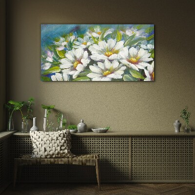 Floral charm in blue Glass art print