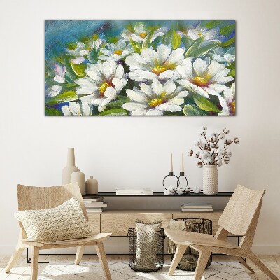 Floral charm in blue Glass art print