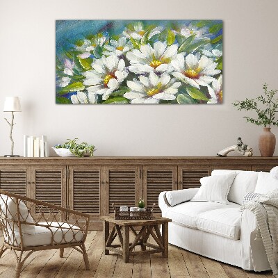 Floral charm in blue Glass art print