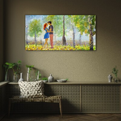 Love among the greenery Glass art print