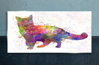 Colorful cat in watercolor style Wall art on glass