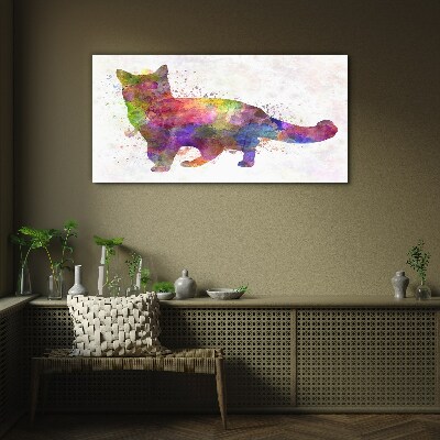 Colorful cat in watercolor style Wall art on glass