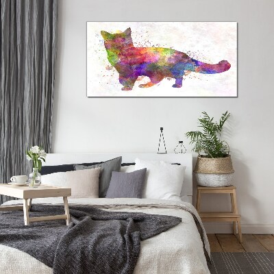 Colorful cat in watercolor style Wall art on glass