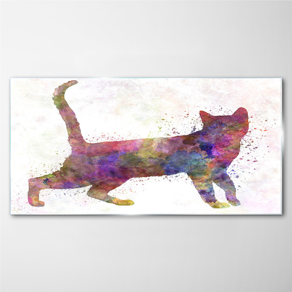 Colorful cat shadow Glass art print