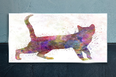 Colorful cat shadow Glass art print