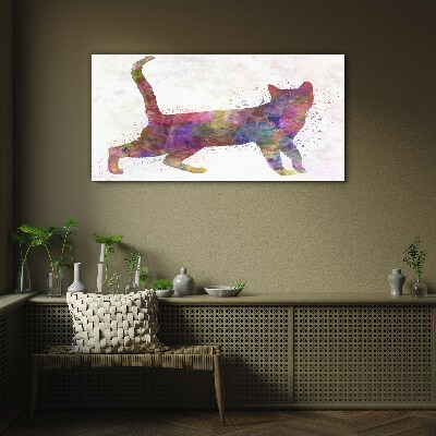 Colorful cat shadow Glass art print
