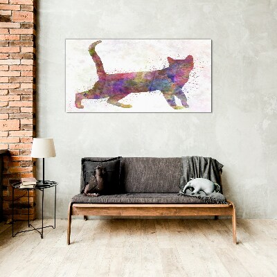 Colorful cat shadow Glass art print