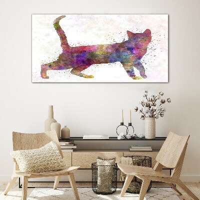 Colorful cat shadow Glass art print