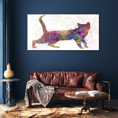 Colorful cat shadow Glass art print