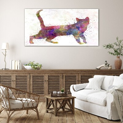 Colorful cat shadow Glass art print