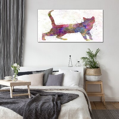 Colorful cat shadow Glass art print
