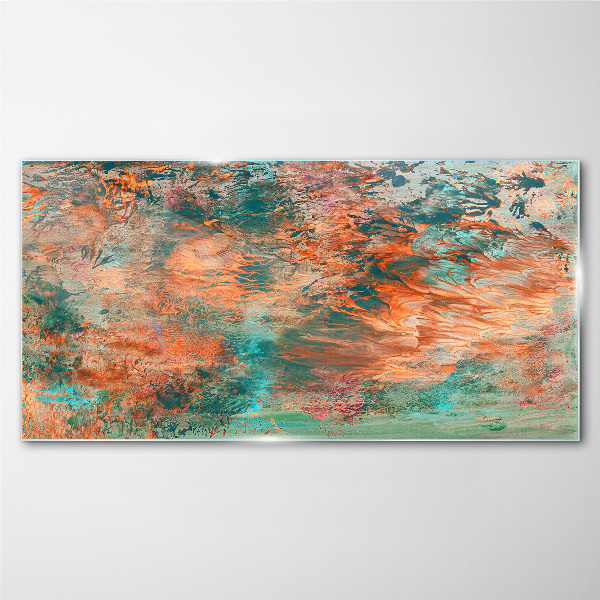 Abstract landscape in the colors of fire Glass art print