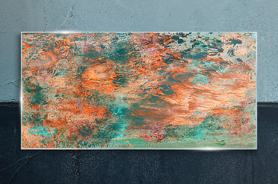 Abstract landscape in the colors of fire Glass art print