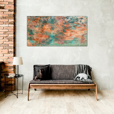 Abstract landscape in the colors of fire Glass art print