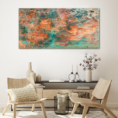 Abstract landscape in the colors of fire Glass art print