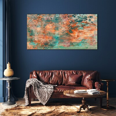 Abstract landscape in the colors of fire Glass art print