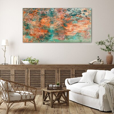 Abstract landscape in the colors of fire Glass art print