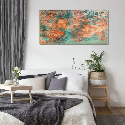 Abstract landscape in the colors of fire Glass art print