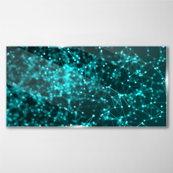 Network connections in blue Wall art on glass