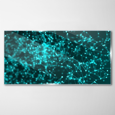 Network connections in blue Wall art on glass