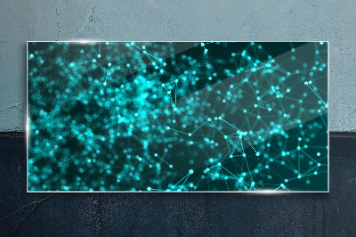 Network connections in blue Wall art on glass