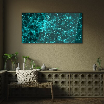Network connections in blue Wall art on glass