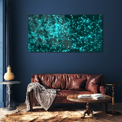 Network connections in blue Wall art on glass