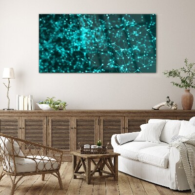 Network connections in blue Wall art on glass